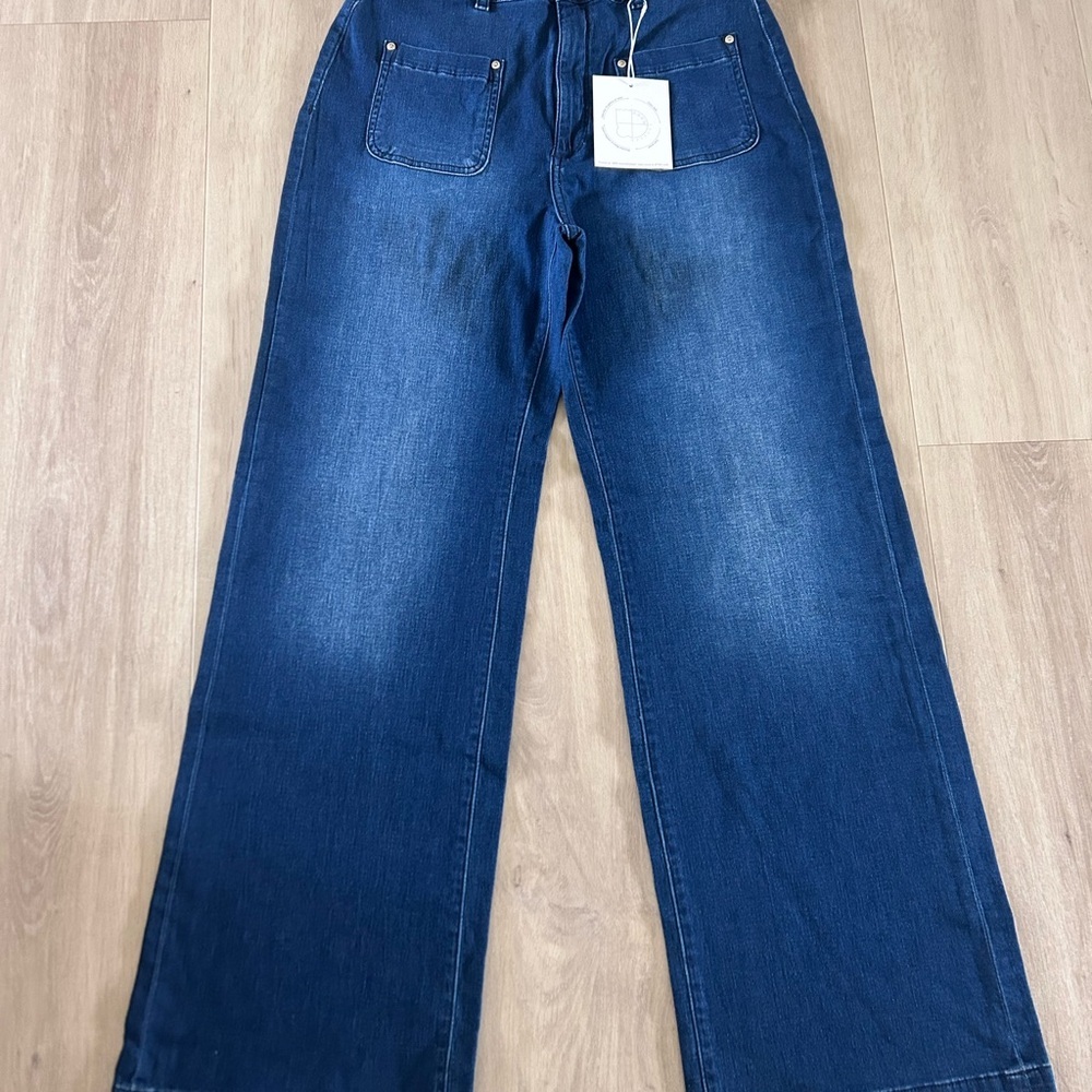 dl1961 hepburn.jeans wide leg high rise vintage 33" blue tide NWT size 30 - Picture 7 of 14